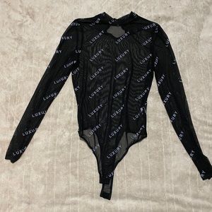 Fashion Nova black mesh body suit